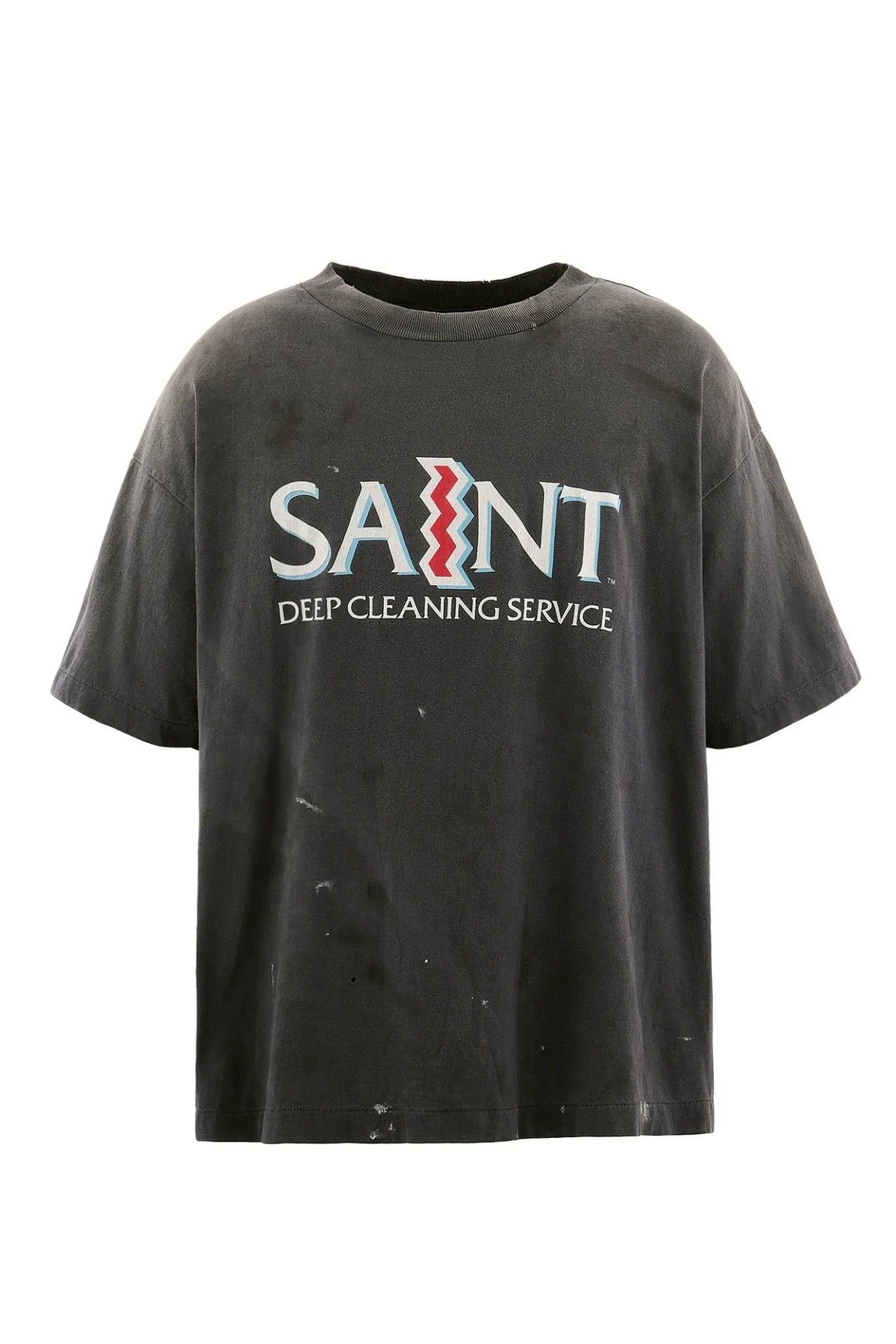 SAINT M×××××× Logo Vintage Washed T-Shirt – Black