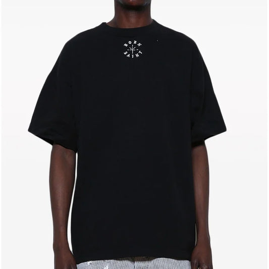 Black Saint Michaels Logo Printed Cotton Tee